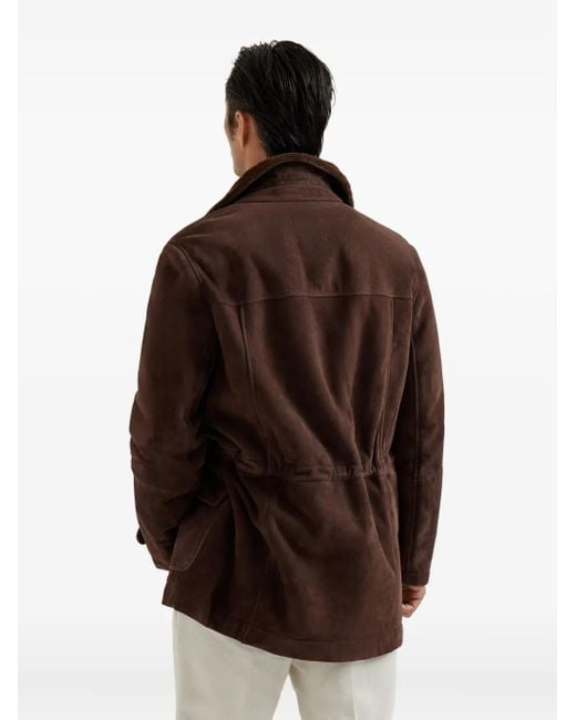 メンズ Brunello Cucinelli シアリング シングルコート Brown