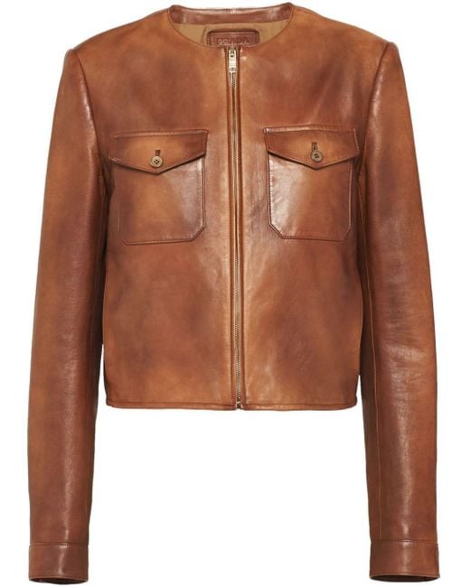 Prada Brown Nappa Leather Jacket