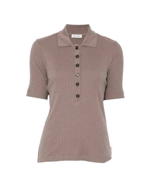Marc O' Polo Gray Ribbed-Knit Polo Shirt