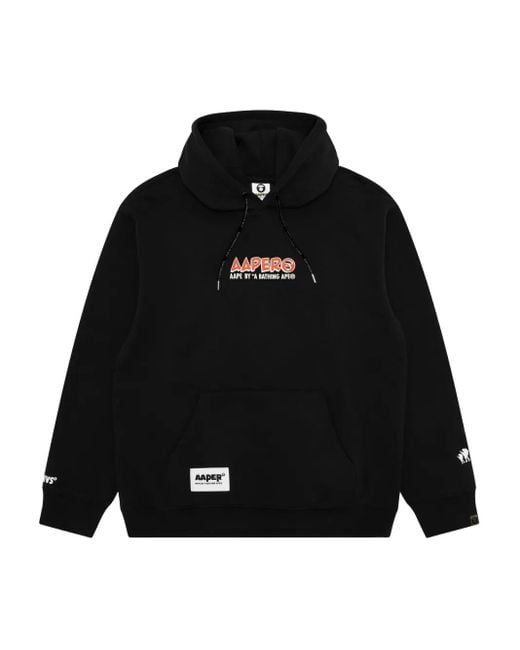 Aape By A Bathing Ape Black Graphic-Print Hoodie for men