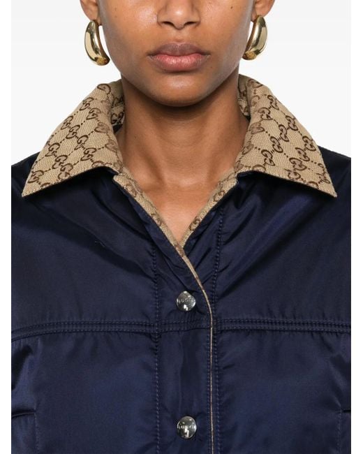 Gucci Blue Reversible Cropped Jacket