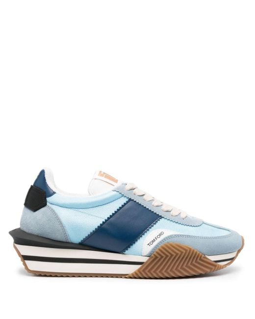 Tom Ford Blue James Suede-panelling Sneakers for men