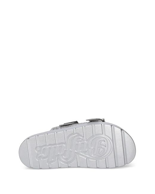Buffalo White Raya Ari Glam Glitter-Effect Flat Sandals