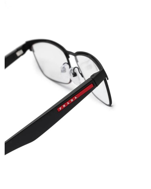 Prada Black Rectangle-Frame Glasses for men