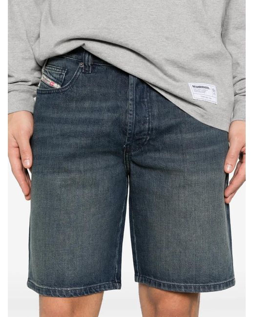 DIESEL Blue Belt-Loop Pocket Shorts for men