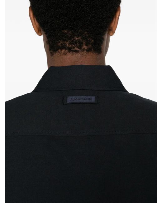 ALPHATAURI Black Short-Sleeve Patch-Pocket Shirt for men