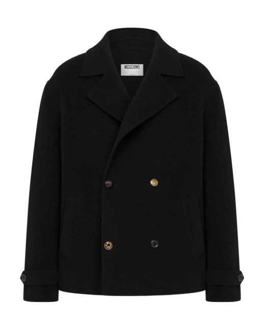 Moschino Black Double-Breasted Coat for men