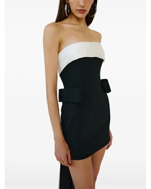 The New Arrivals Ilkyaz Ozel Black Lalani Bow-Detail Mini Dress