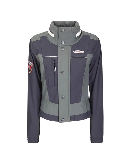 Martine Rose Blue Panelled Logo-Patch Jacket