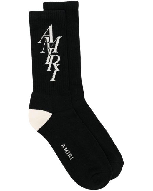 Amiri Black Stack-jacquard Socks for men