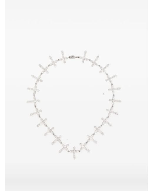 DARKAI White Cross Tennis Crystal-Embellished Necklace