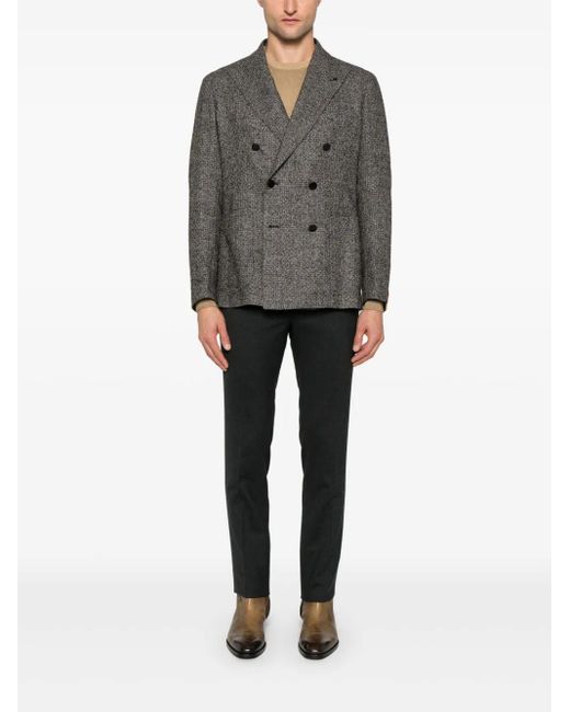 Tagliatore Gray Double-Breasted Wool Blend Jacket for men
