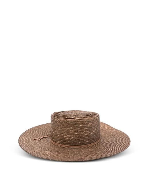 Eleventy Brown Straw Boater Hat