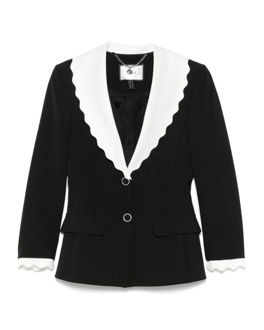Nissa Black Contrasting-Trim Blazer