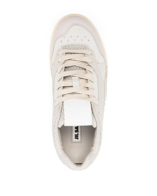 Jil Sander White Panelled Low-Top Sneakers