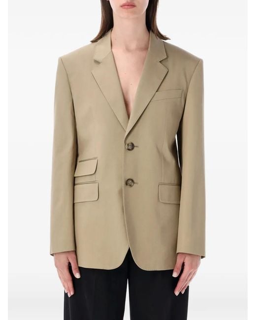 AMI Natural Single-Breasted Notched-Lapels Blazer