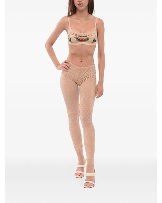 DSquared² Natural Monogram-Lace Tights