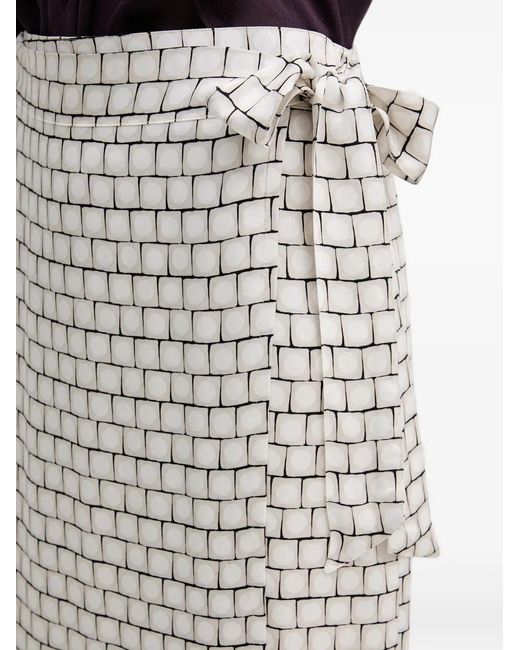 MARC AUREL Natural Geometric-Print Wrap Midi Skirt
