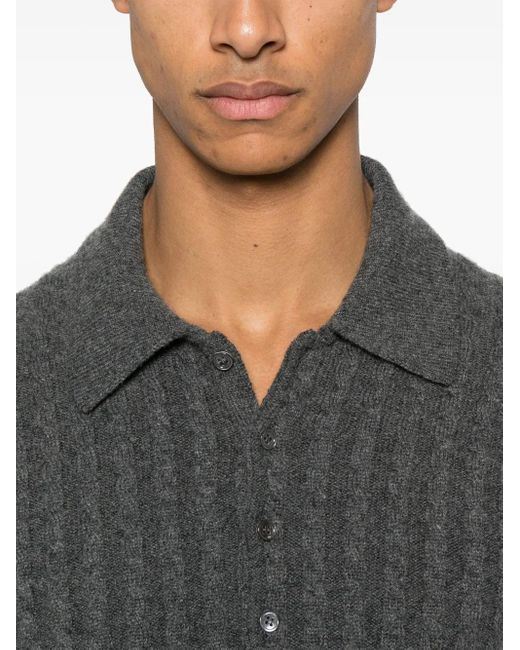 Thom Browne Black 4-Bar Cashmere Polo Shirt for men
