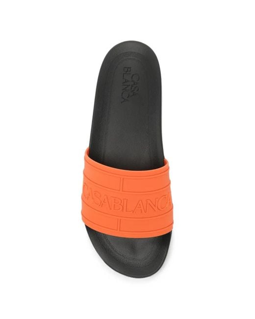 Casablanca Orange Claquettes À Logo Embossé for men
