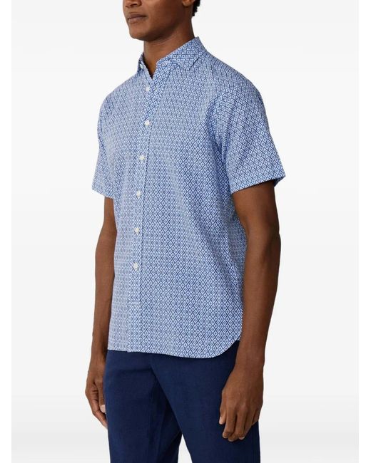 Hackett Blue Clay-Print Short-Sleeve Shirt for men