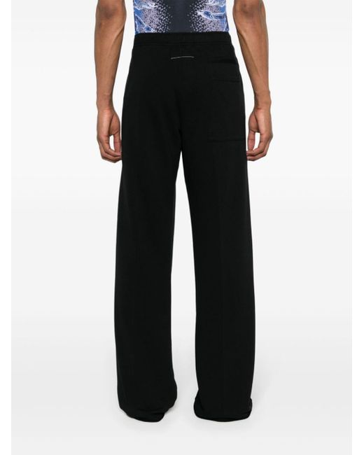 MM6 by Maison Martin Margiela Black Numbers-motif Jersey Trousers for men