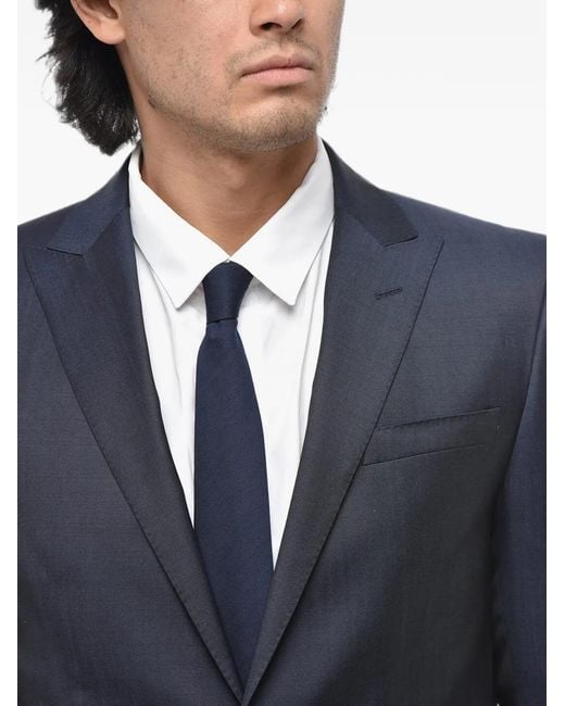 Corneliani Blue Peak-Lapel Virgin-Wool Suit for men