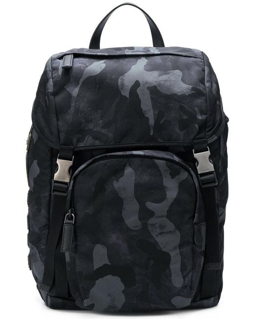 Prada Blue Camouflage Backpack for men
