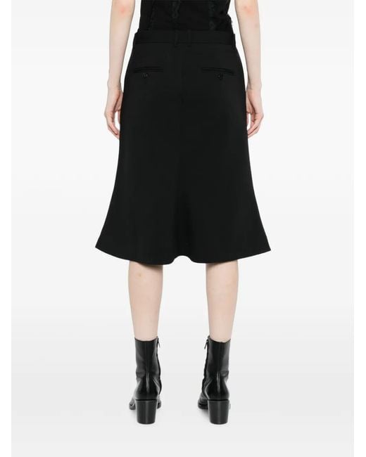 JNBY Black Fluted-Hem Midi Skirt
