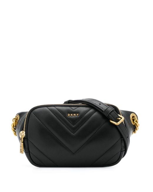 DKNY Black Vivian Quilted Belt Bag