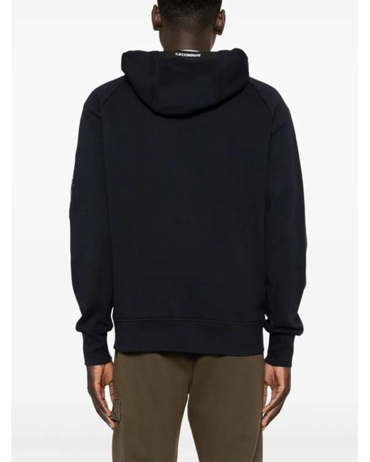 C P Company Blue Cp Company Lens-Detailed Cotton Hoodie for men