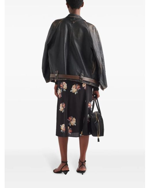 Prada Midi-Jurk Met Bloemenprint in het White