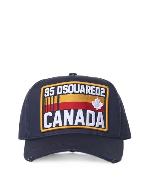 DSquared² Blue D2 Logo-Patch Baseball Cap for men