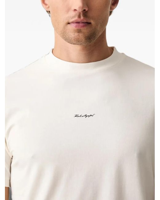 Karl Lagerfeld White Logo-Print Short-Sleeve T-Shirt for men