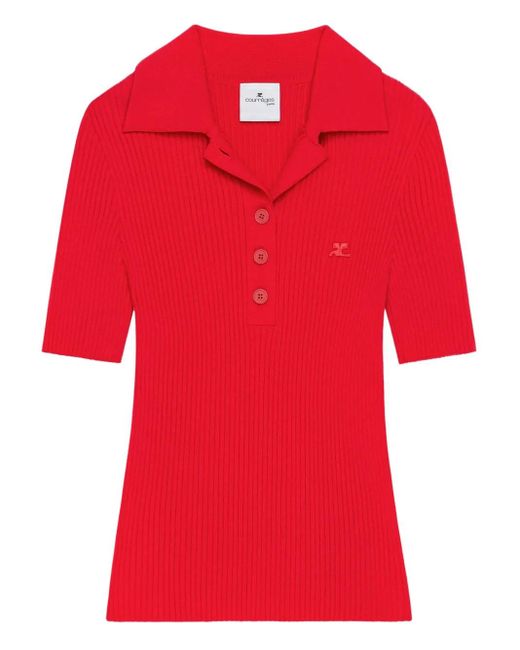 Polo de canalé Courreges de color Red