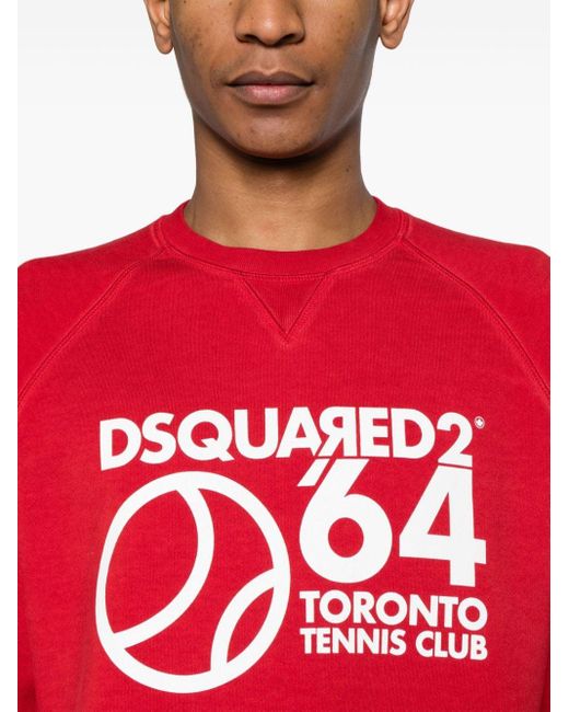 DSquared² Red Toronto Tennis Club Cotton Sweatshirt for men