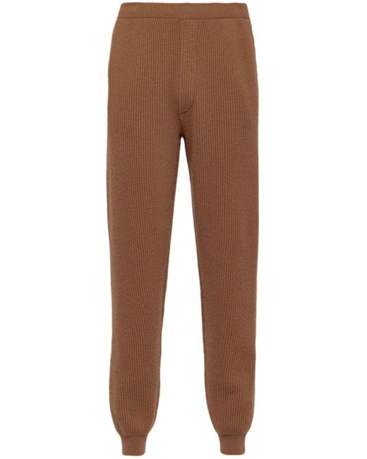 Prada Brown Cashmere Tapered Track Pants for men