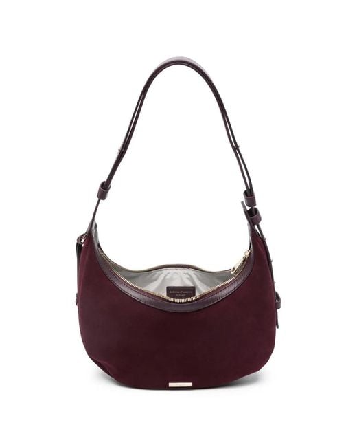 Aspinal Purple Hudson Crescent Shoulder Bag