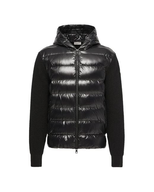 Moncler Black Quilted Hooded Jacket for men