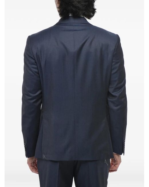 Corneliani Blue Single-Breasted Peak-Lapel Suit for men