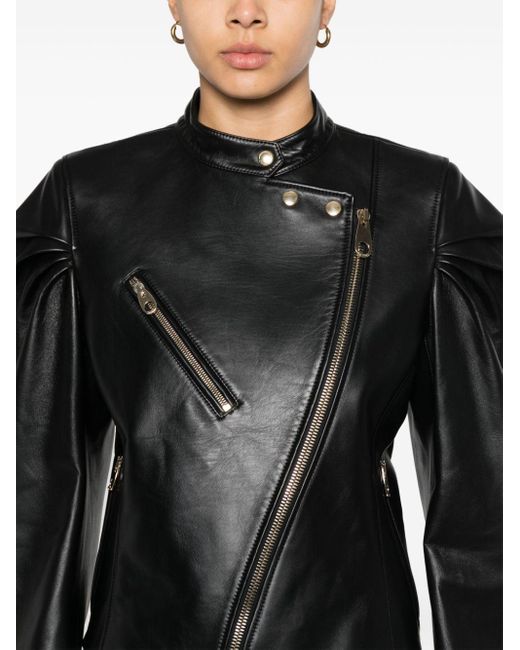 Veste plissée en cuir Chloé en coloris Black