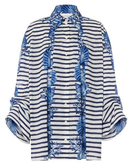 Alberta Ferretti ストライプ シャツ Blue
