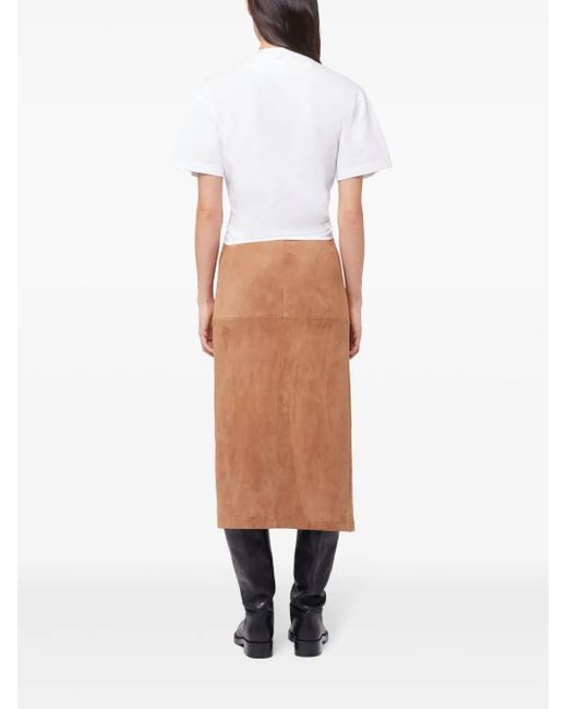 Rabanne Brown Suede Midi Skirt