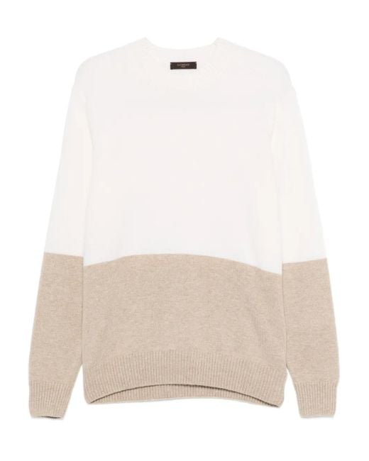 Zanone White Two-tone Sweater for men