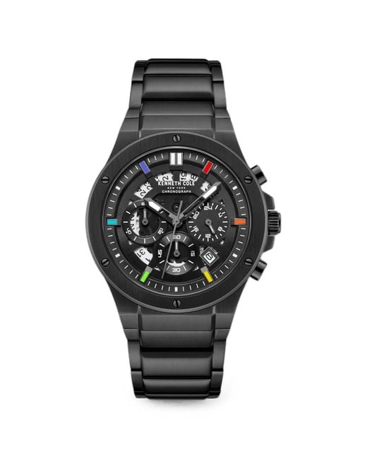 Kenneth Cole Black Chronograph Skeleton 44Mm Watch for men