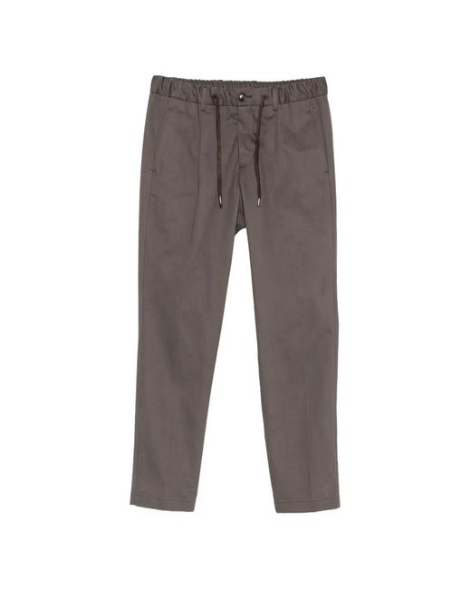 Herno Gray Pleated Drawstring Trousers for men