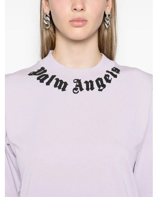 Palm Angels Pink Logo-Print Cotton T-Shirt