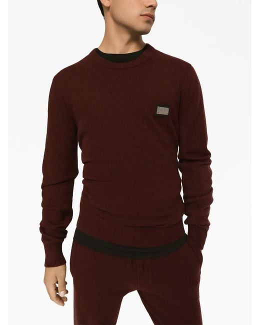 Dolce & Gabbana Brown Wool And Cashmere Round-Neck Sweater for men