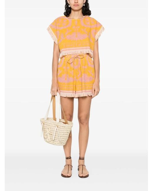 Zimmermann Orange Wylie Patterned Terry Top