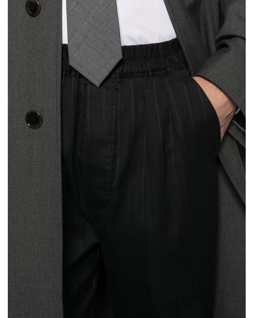Tom Ford Black Pinstripe Elasticated Trousers for men